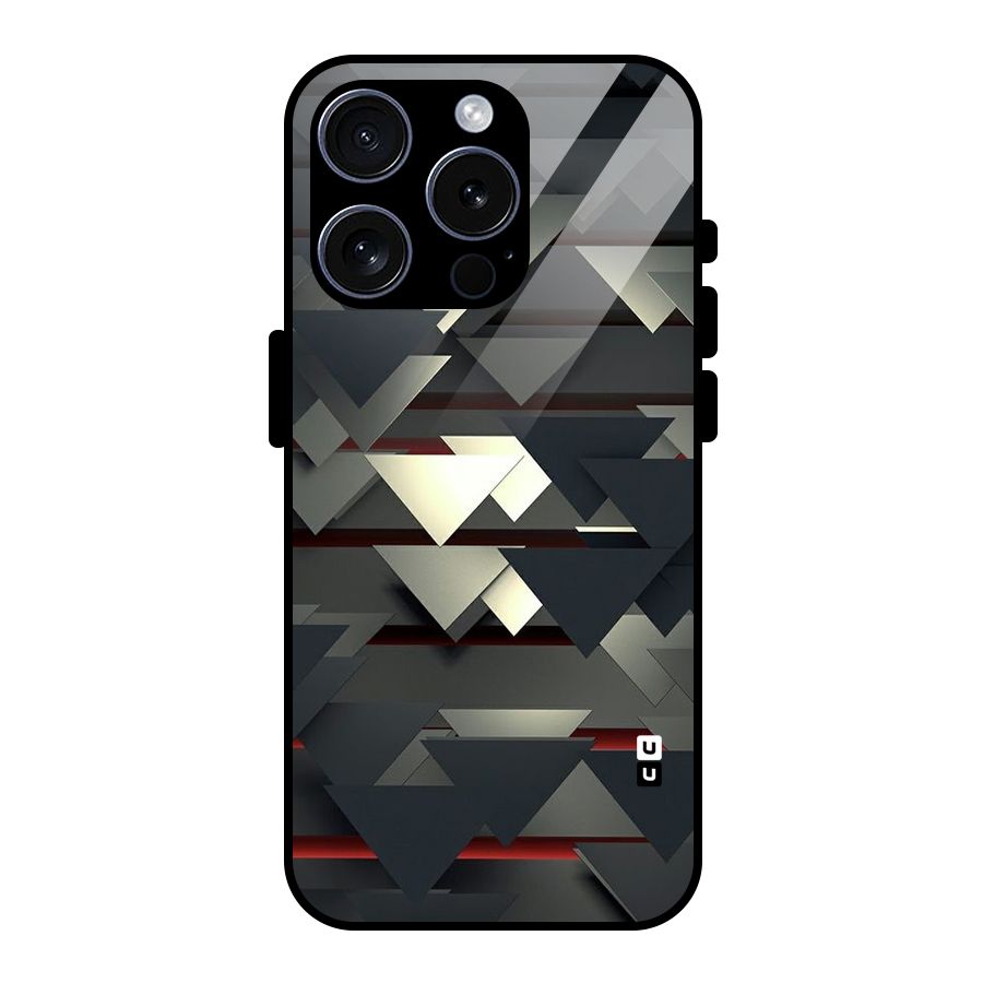 Classic Triangles Design Glass Back Case for iPhone 15 Pro