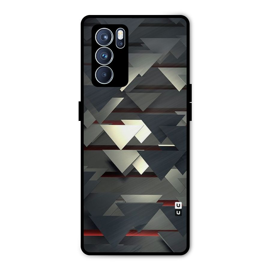 Classic Triangles Design Metal Back Case for Oppo Reno6 Pro 5G