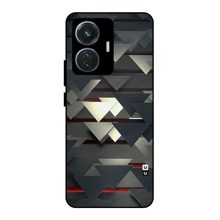 Classic Triangles Design Metal Back Case for Vivo T1 44W