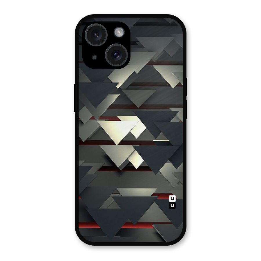 Classic Triangles Design Metal Back Case for iPhone 15