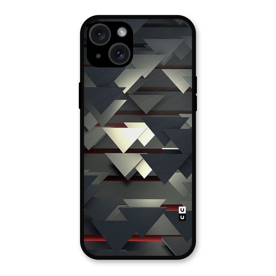 Classic Triangles Design Metal Back Case for iPhone 15 Plus