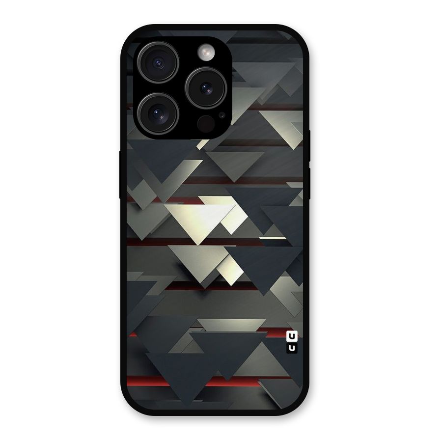 Classic Triangles Design Metal Back Case for iPhone 15 Pro