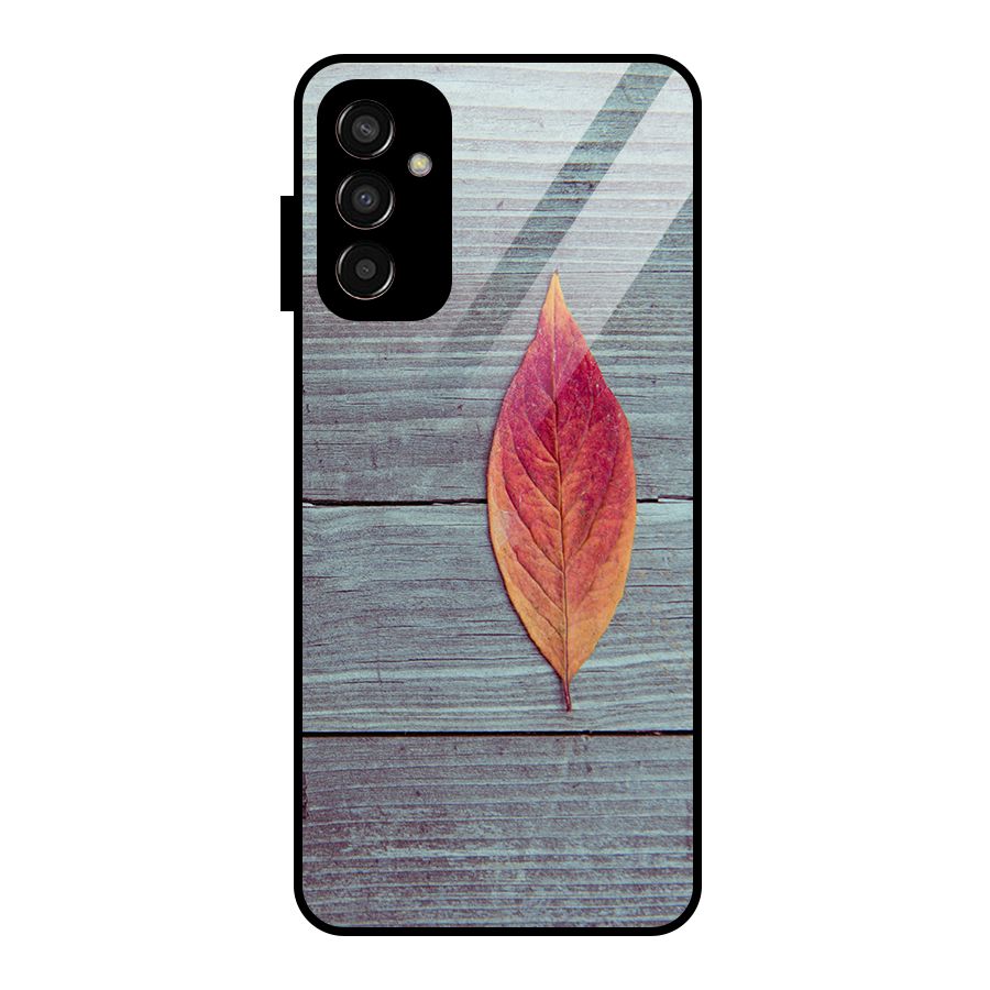 Classic Wood Leaf Glass Back Case for Galaxy F13