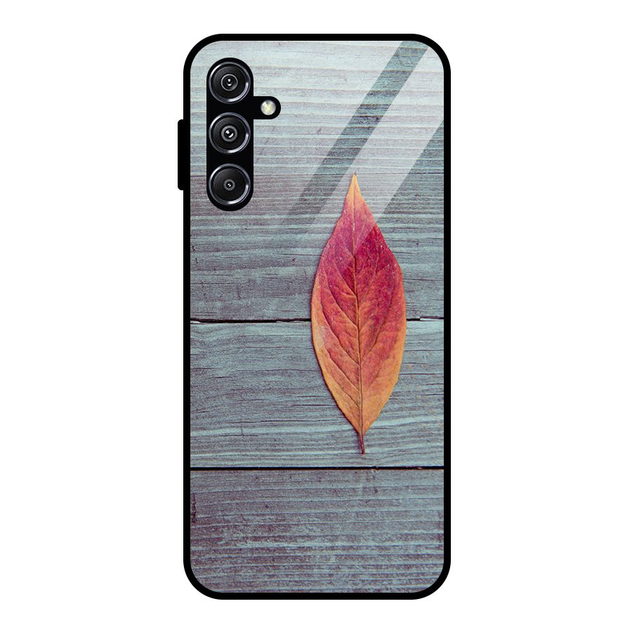 Classic Wood Leaf Glass Back Case for Galaxy M34 5G