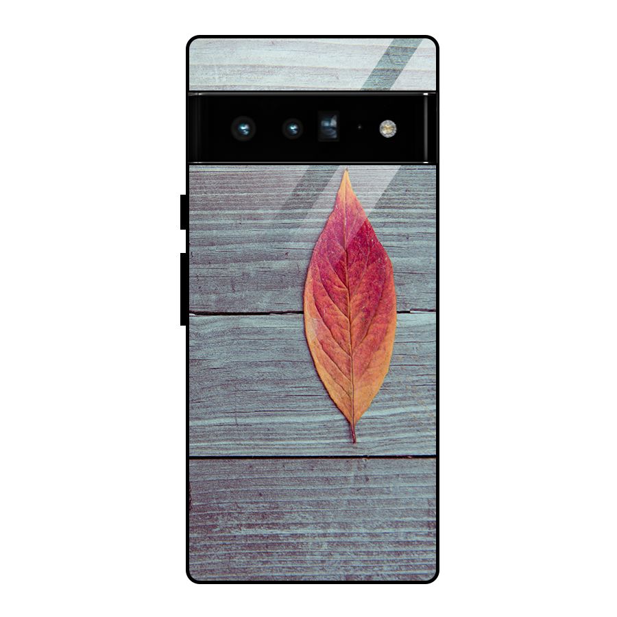 Classic Wood Leaf Glass Back Case for Google Pixel 6 Pro