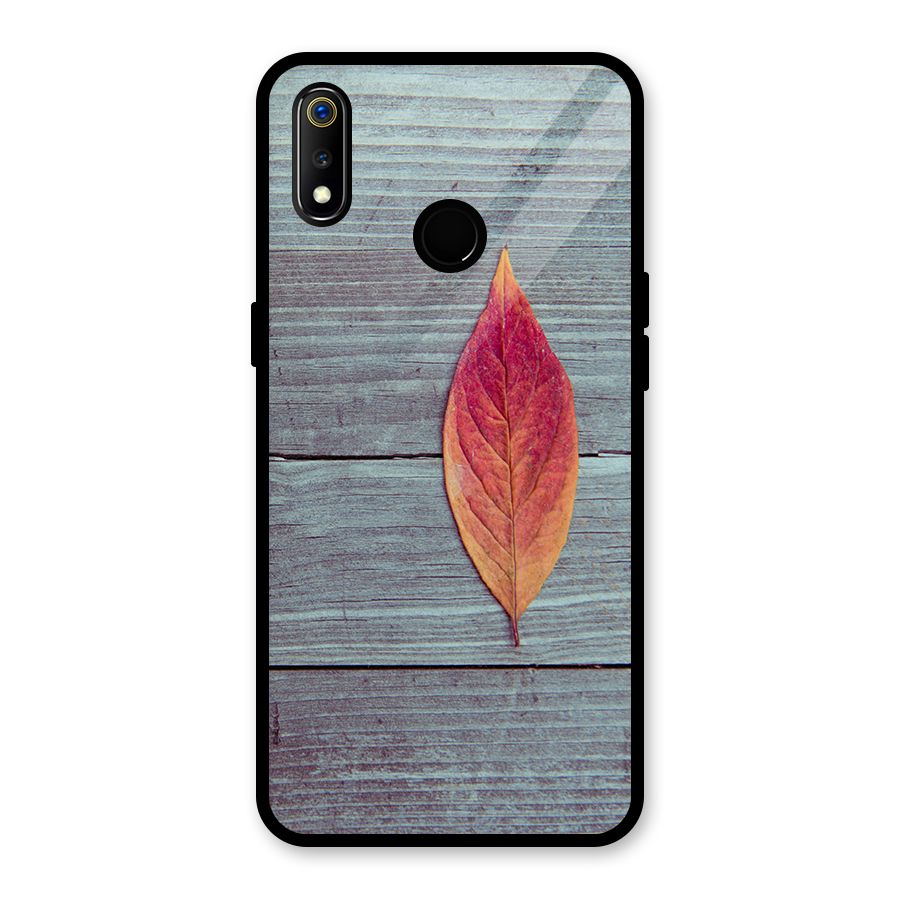Classic Wood Leaf Glass Back Case for Realme 3