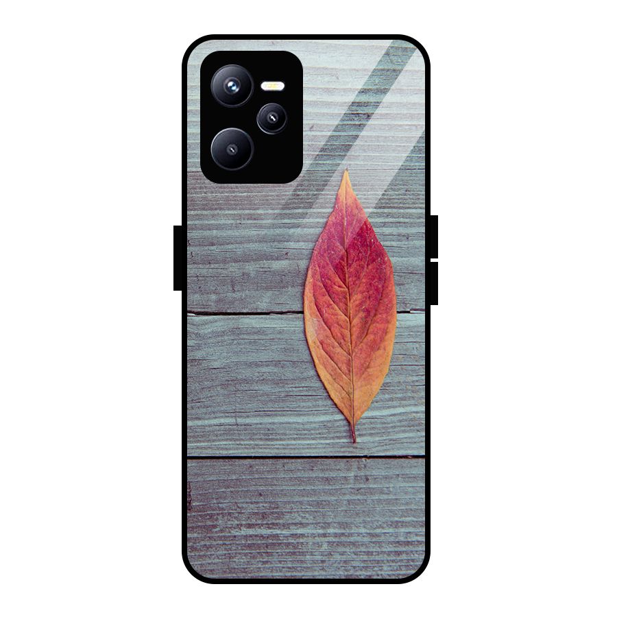 Classic Wood Leaf Glass Back Case for Realme C35
