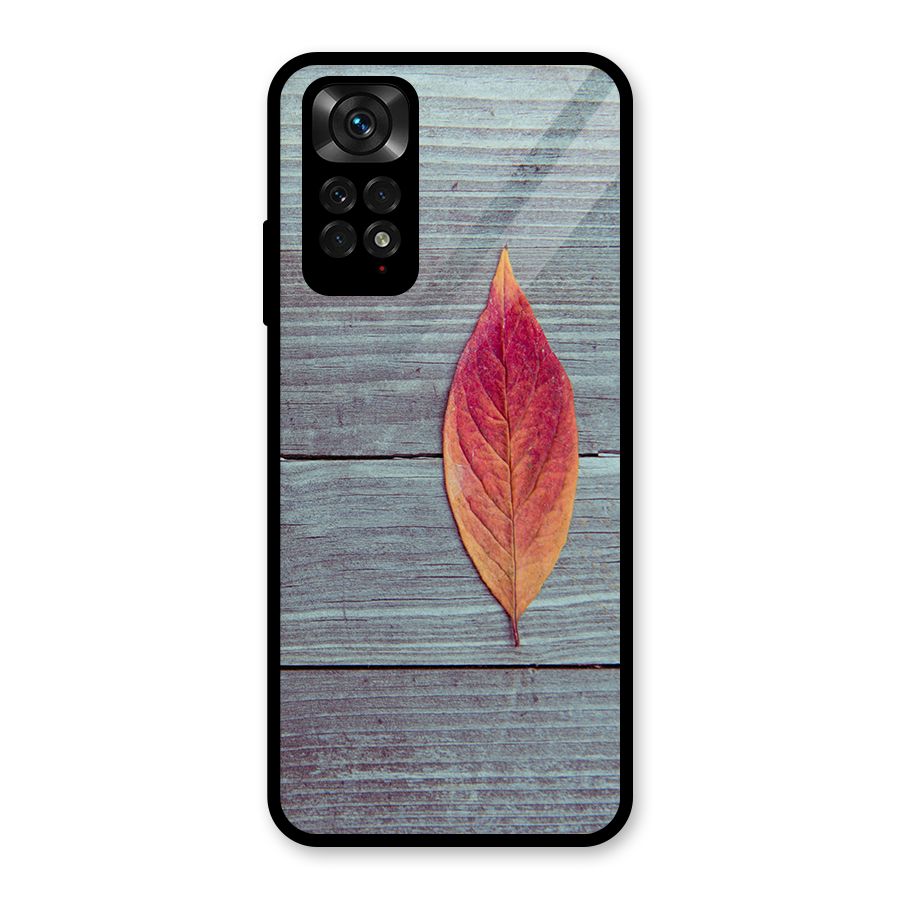 Classic Wood Leaf Glass Back Case for Redmi Note 11S