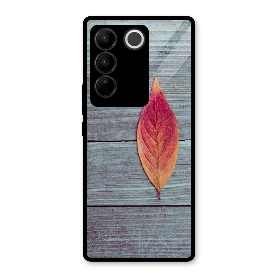 Classic Wood Leaf Glass Back Case for Vivo V27