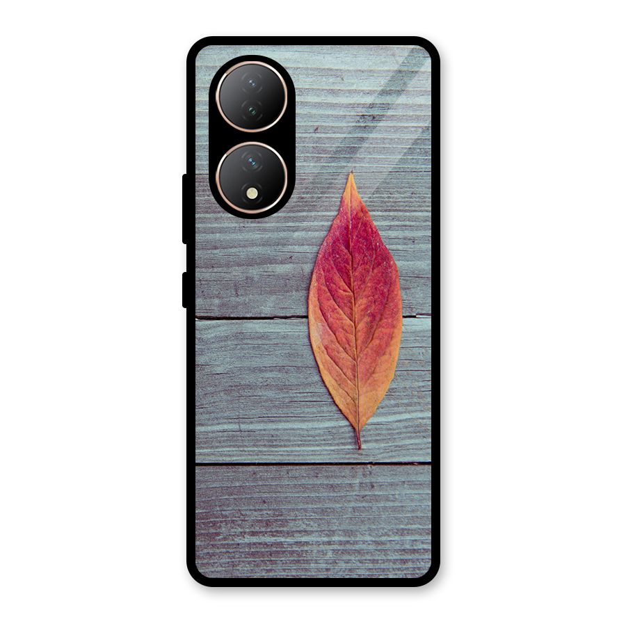 Classic Wood Leaf Glass Back Case for Vivo Y100A