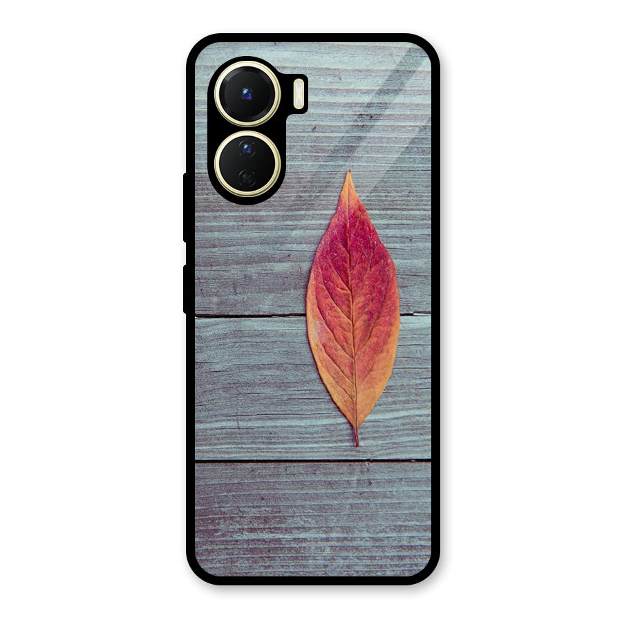 Classic Wood Leaf Glass Back Case for Vivo Y56