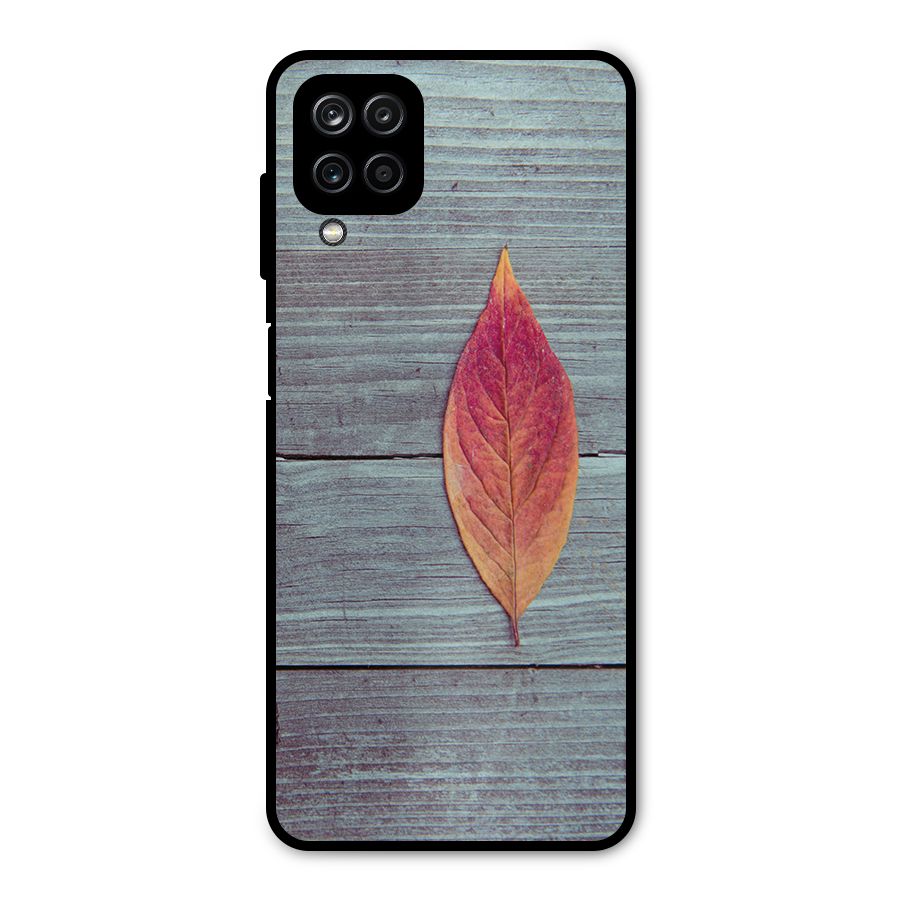 Classic Wood Leaf Metal Back Case for Galaxy A12