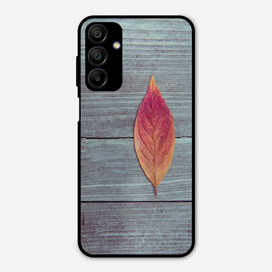 Classic Wood Leaf Metal Back Case for Galaxy A15 5G