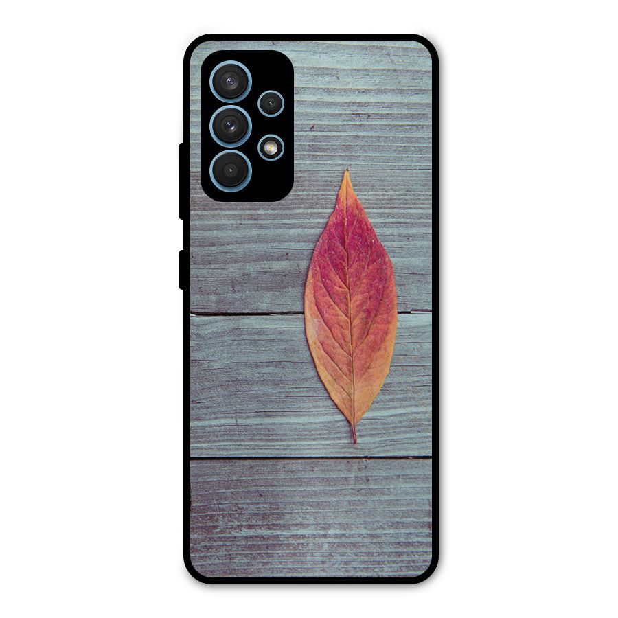 Classic Wood Leaf Metal Back Case for Galaxy A32