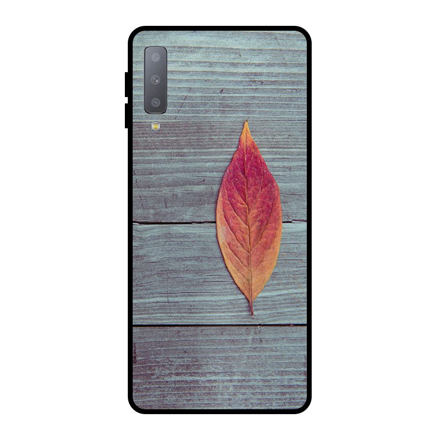 Classic Wood Leaf Metal Back Case for Galaxy A7 (2018)