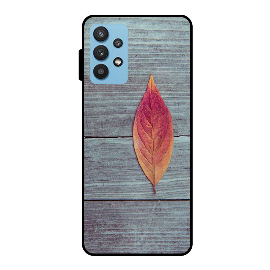 Classic Wood Leaf Metal Back Case for Galaxy M32 5G