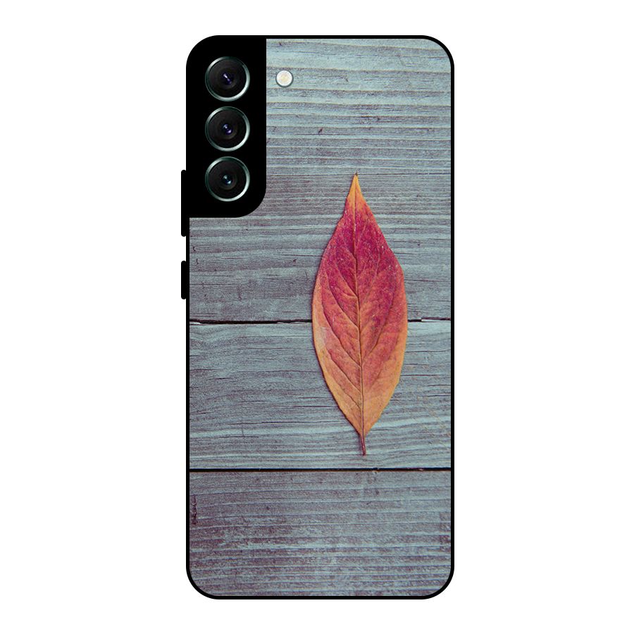 Classic Wood Leaf Metal Back Case for Galaxy S22 Plus 5G
