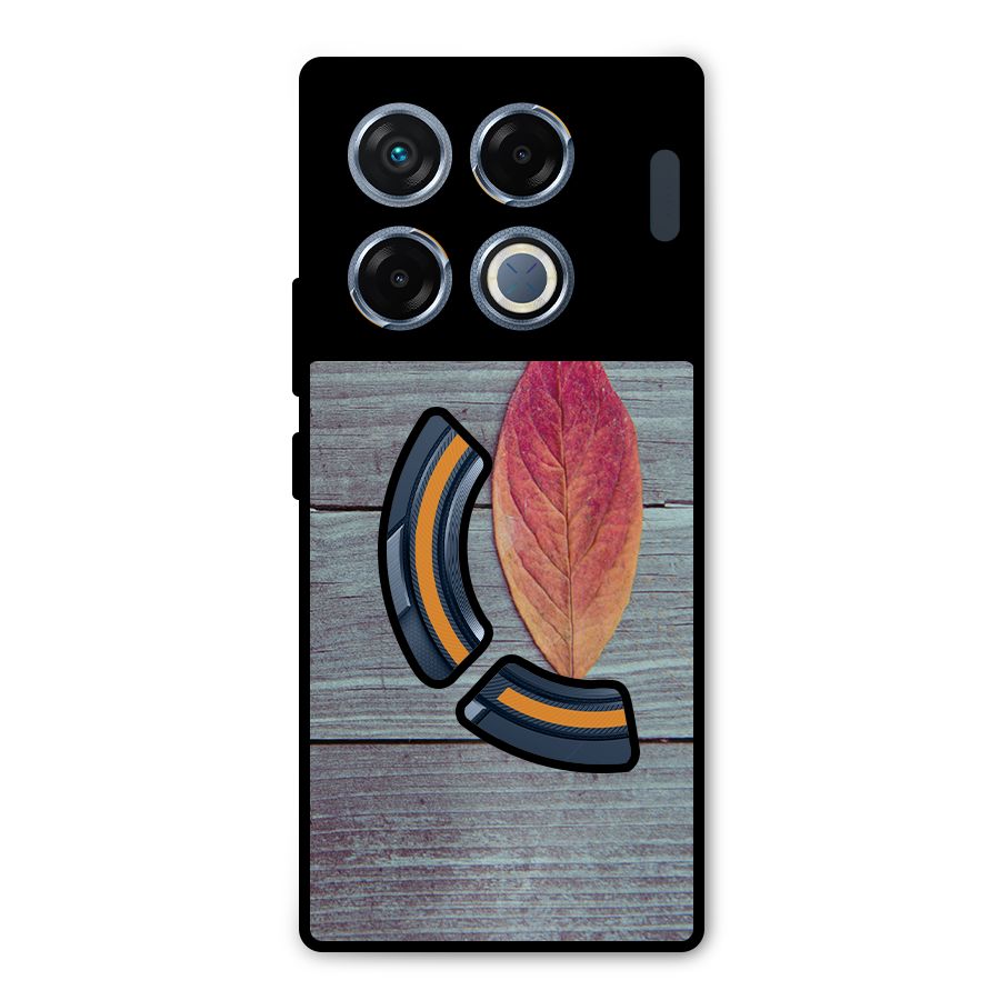 Classic Wood Leaf Metal Back Case for Infinix GT 20 Pro