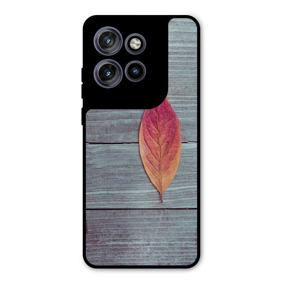 Classic Wood Leaf Metal Back Case for Motorola Edge 50 Neo