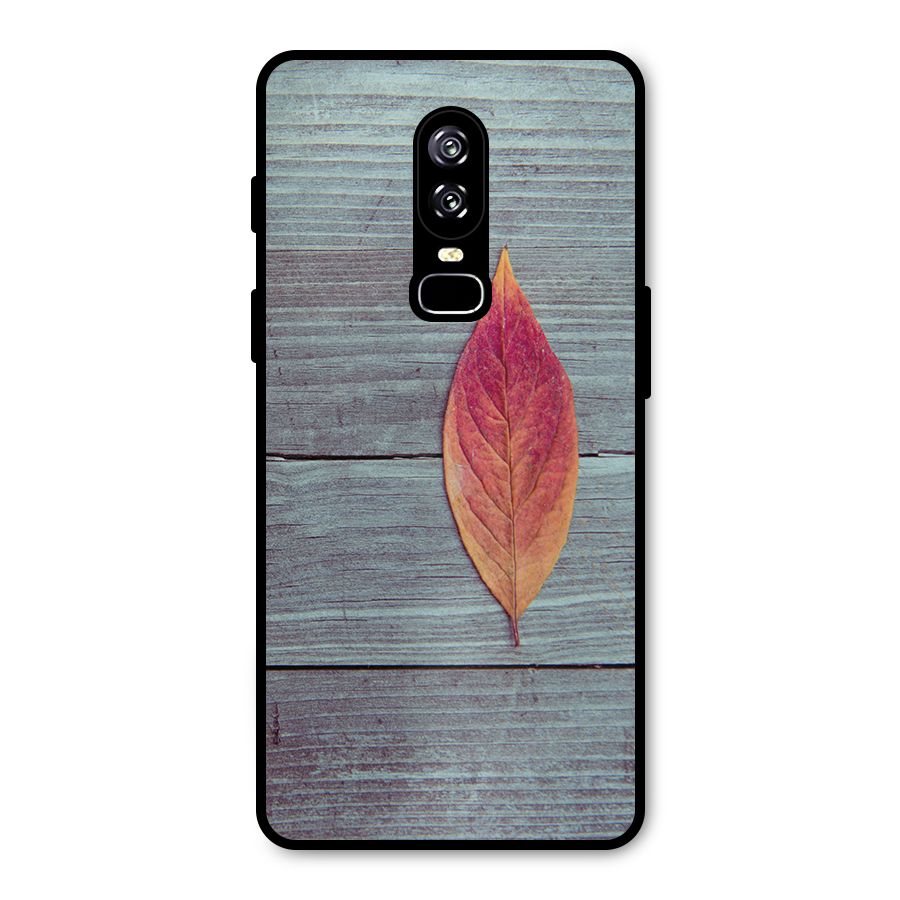Classic Wood Leaf Metal Back Case for OnePlus 6
