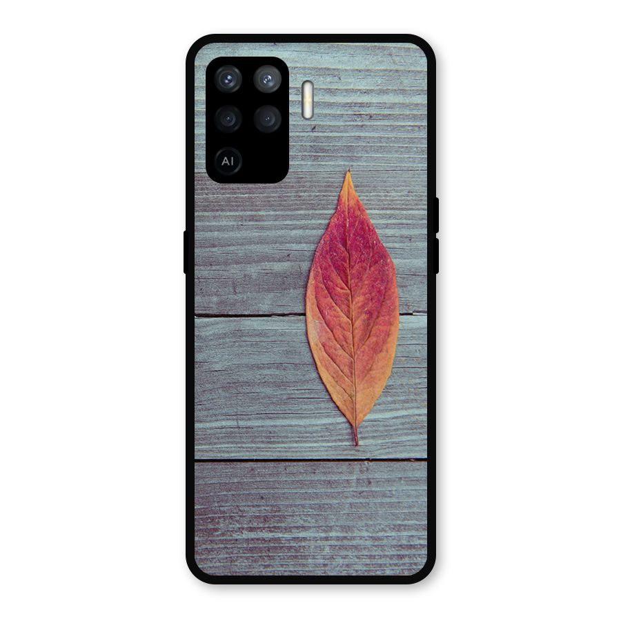 Classic Wood Leaf Metal Back Case for Oppo F19 Pro
