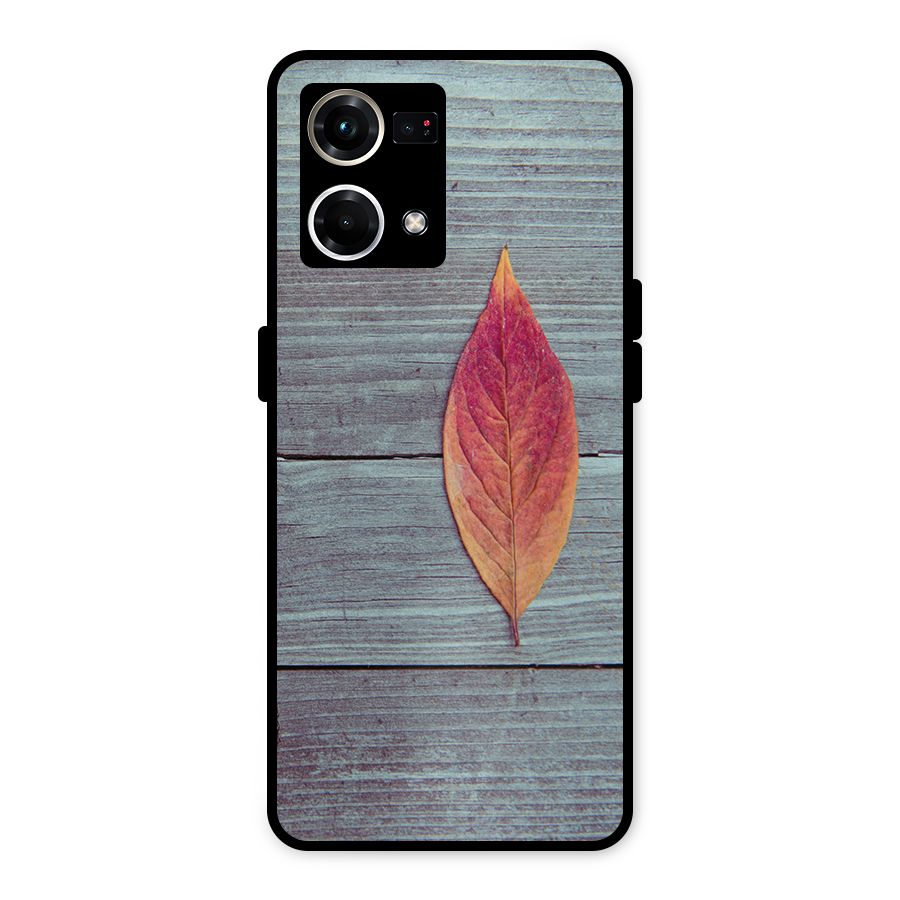 Classic Wood Leaf Metal Back Case for Oppo F21 Pro 4G