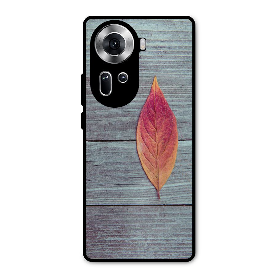 Classic Wood Leaf Metal Back Case for Oppo Reno11 5G