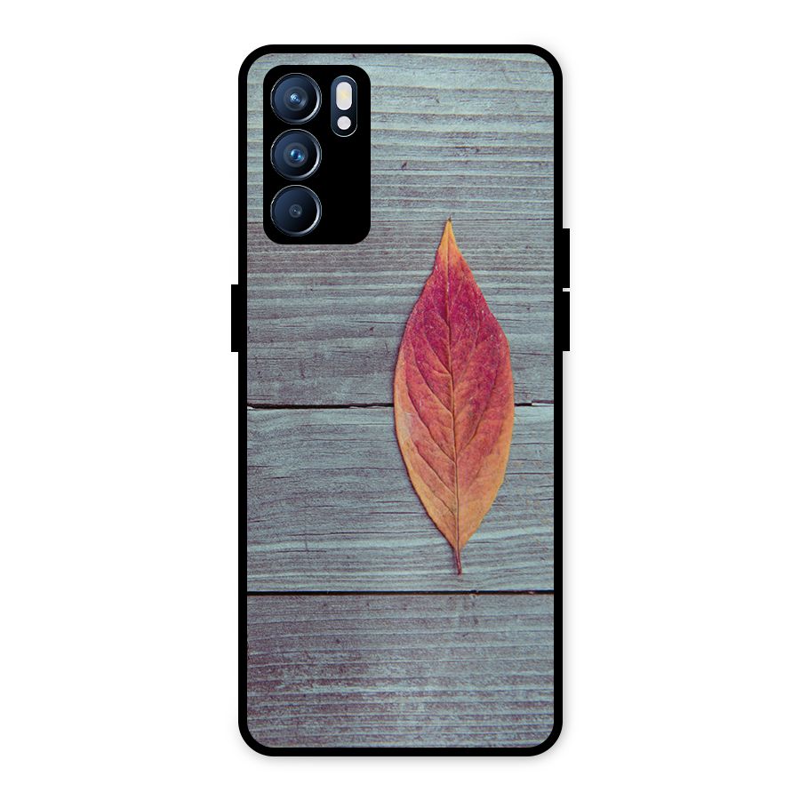 Classic Wood Leaf Metal Back Case for Oppo Reno6 5G