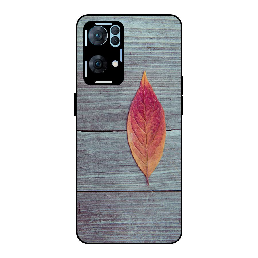 Classic Wood Leaf Metal Back Case for Oppo Reno7 Pro 5G