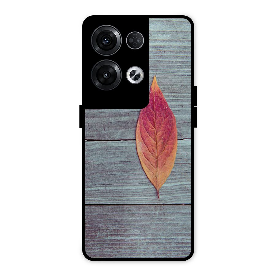 Classic Wood Leaf Metal Back Case for Oppo Reno8 Pro 5G