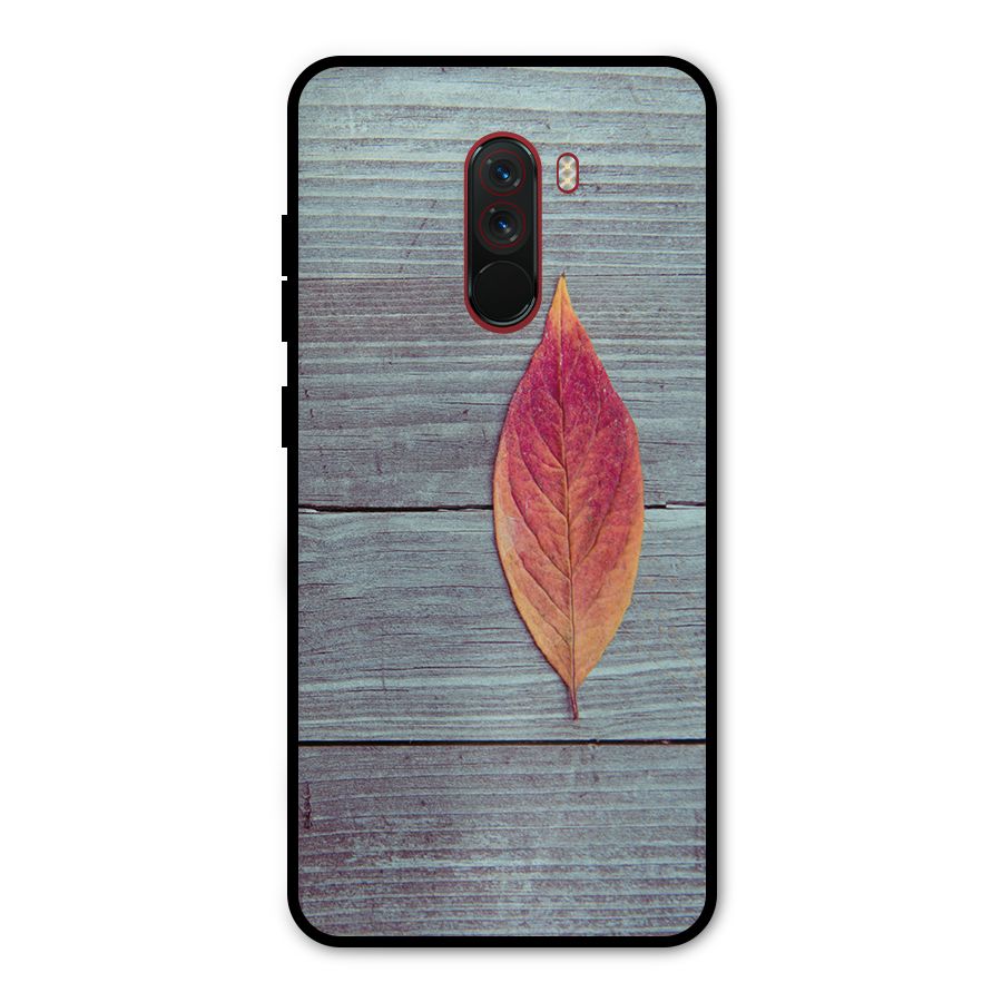 Classic Wood Leaf Metal Back Case for Poco F1