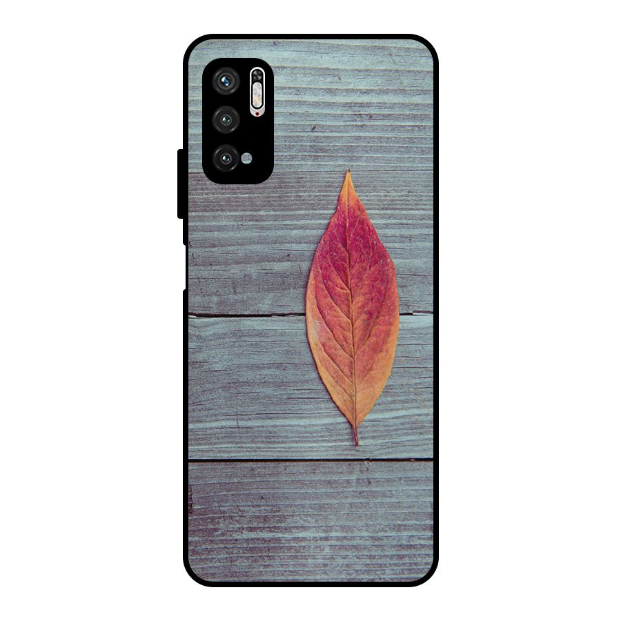 Classic Wood Leaf Metal Back Case for Poco M3 Pro 5G