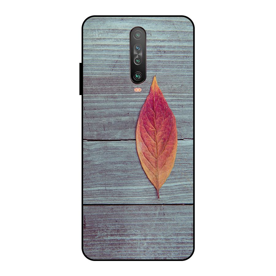Classic Wood Leaf Metal Back Case for Poco X2