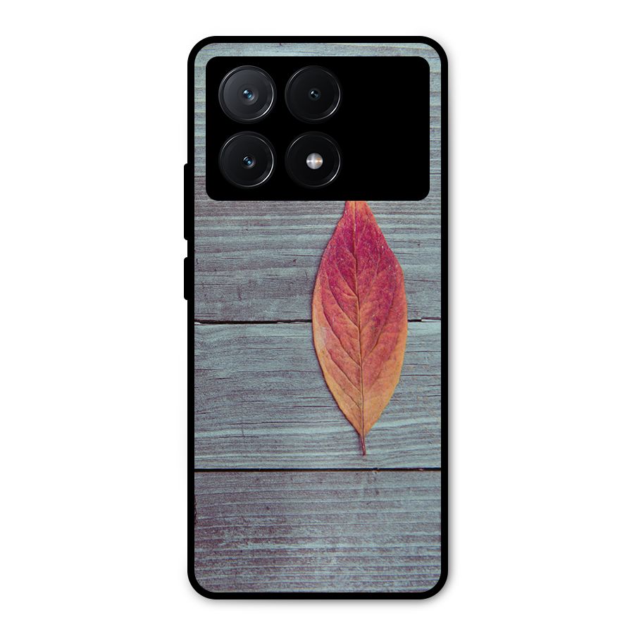 Classic Wood Leaf Metal Back Case for Poco X6 Pro