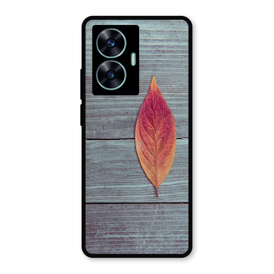 Classic Wood Leaf Metal Back Case for Realme Narzo N55