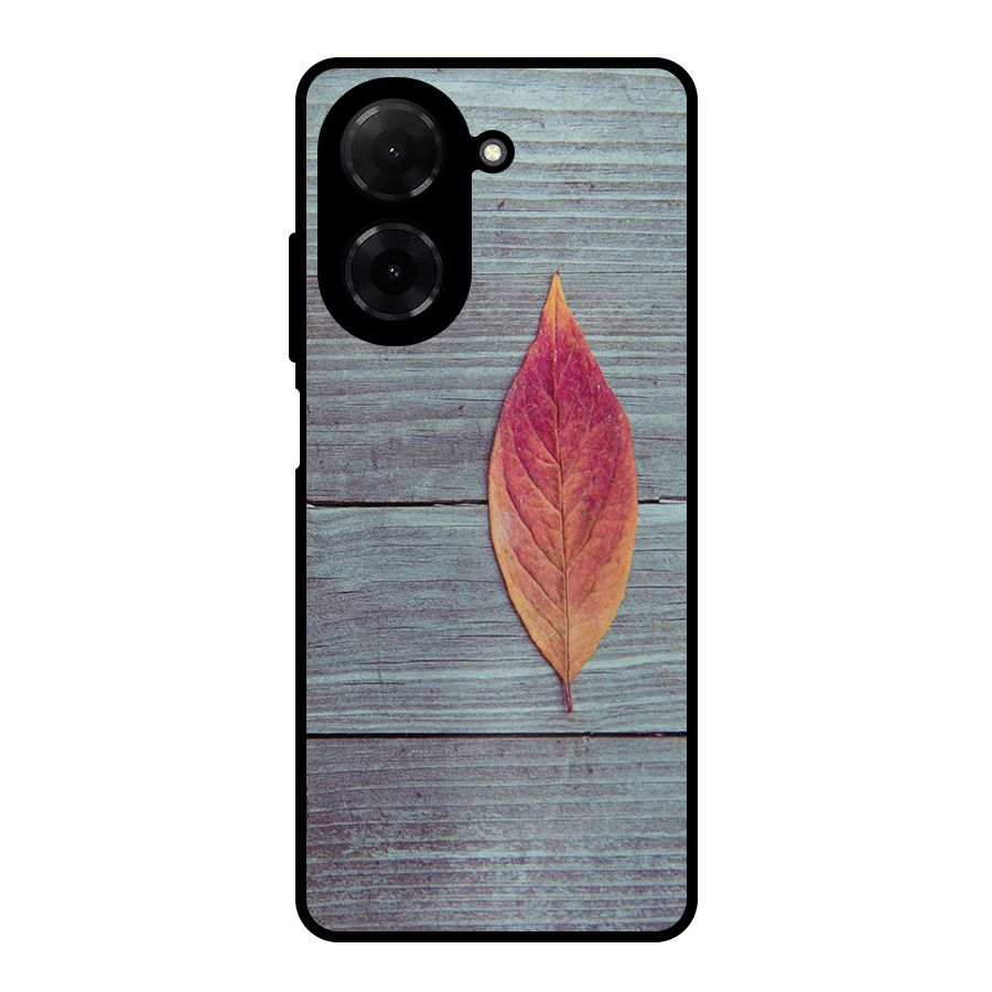 Classic Wood Leaf Metal Back Case for Redmi A5 4G