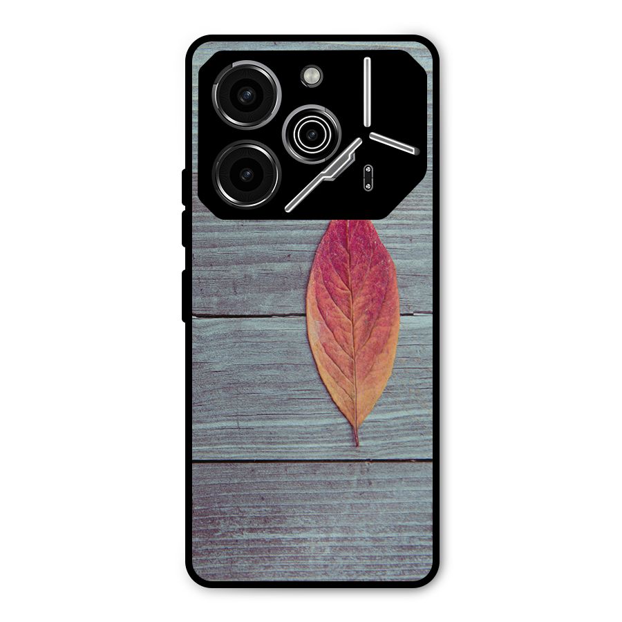Classic Wood Leaf Metal Back Case for Tecno Pova 6 Pro
