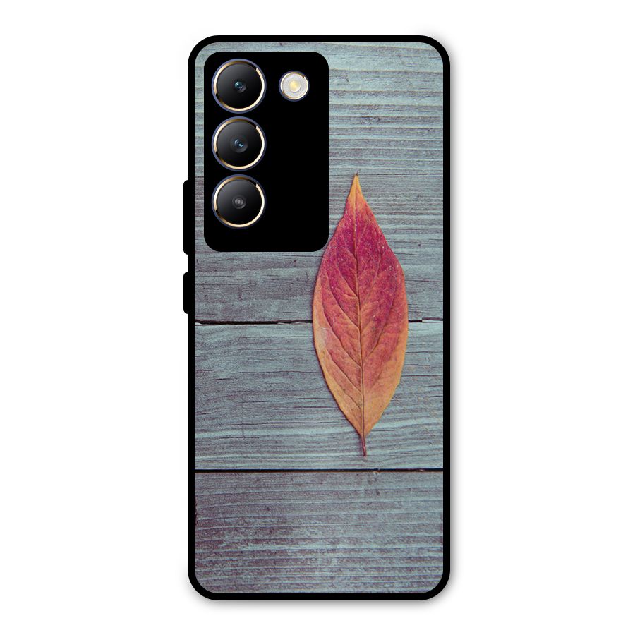 Classic Wood Leaf Metal Back Case for Vivo T3 5G