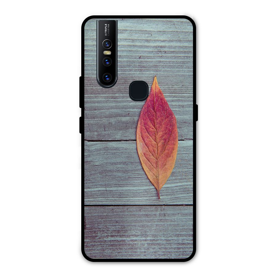 Classic Wood Leaf Metal Back Case for Vivo V15