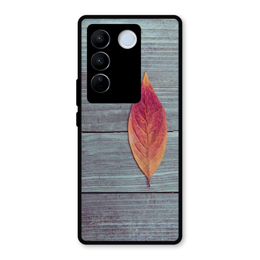 Classic Wood Leaf Metal Back Case for Vivo V27