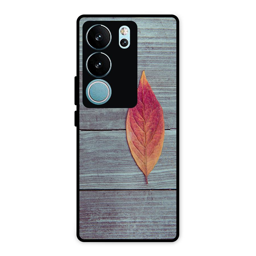 Classic Wood Leaf Metal Back Case for Vivo V29 Pro