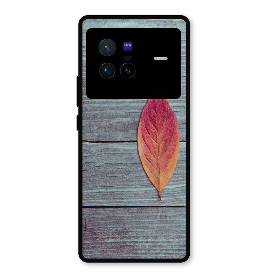 Classic Wood Leaf Metal Back Case for Vivo X80