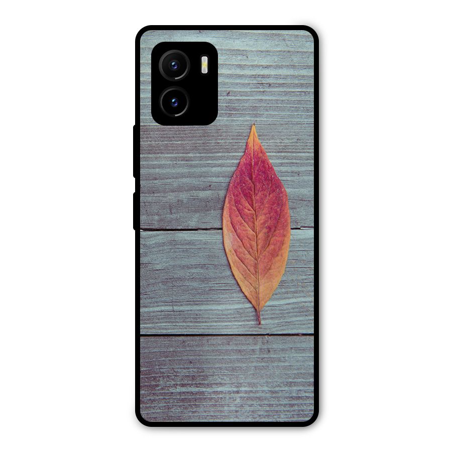 Classic Wood Leaf Metal Back Case for Vivo Y15s