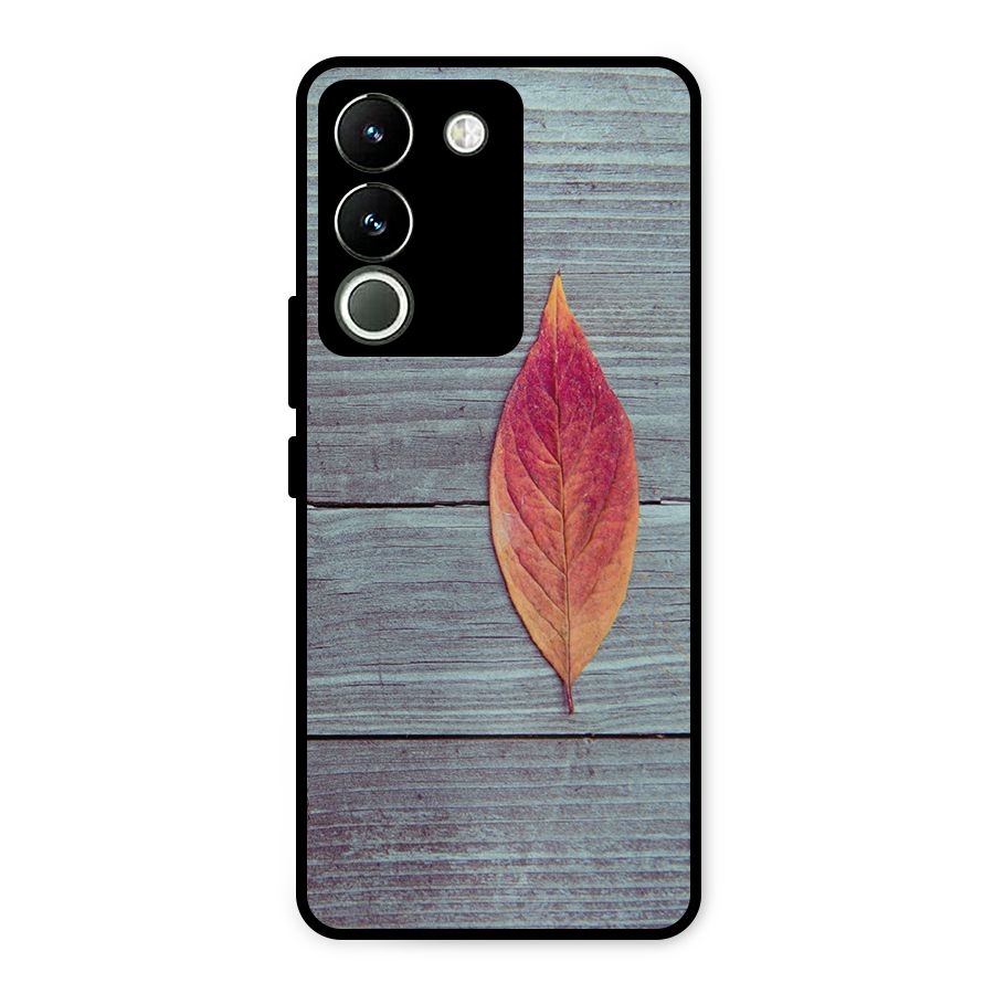 Classic Wood Leaf Metal Back Case for Vivo Y200