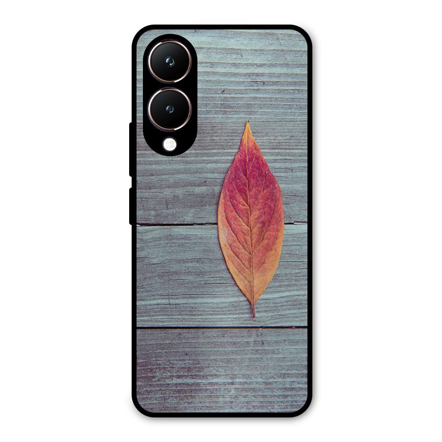 Classic Wood Leaf Metal Back Case for Vivo Y28
