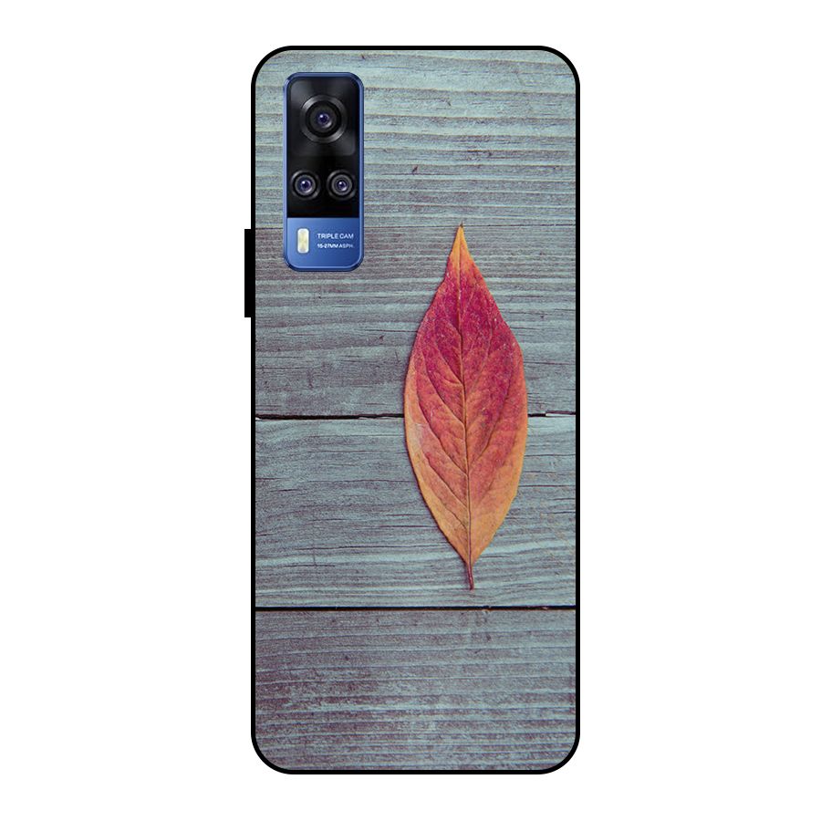 Classic Wood Leaf Metal Back Case for Vivo Y51
