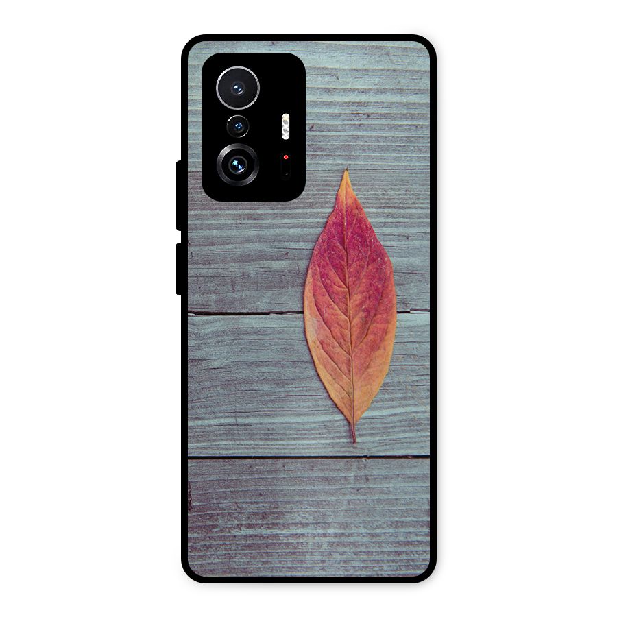 Classic Wood Leaf Metal Back Case for Xiaomi 11T Pro