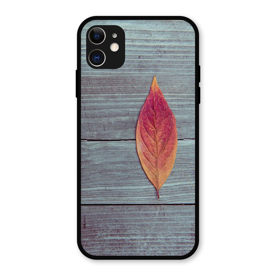 Classic Wood Leaf Metal Back Case for iPhone 11