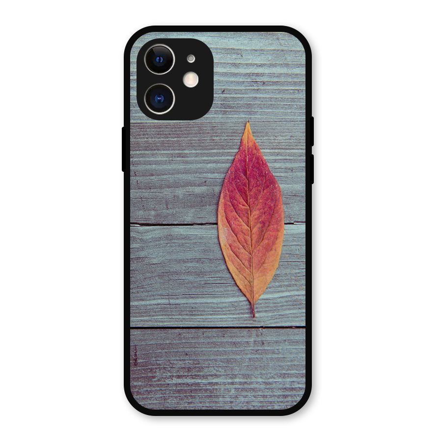 Classic Wood Leaf Metal Back Case for iPhone 12
