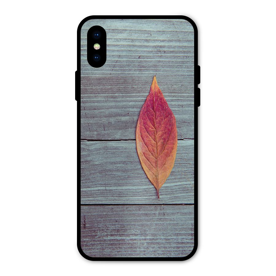Classic Wood Leaf Metal Back Case for iPhone XS